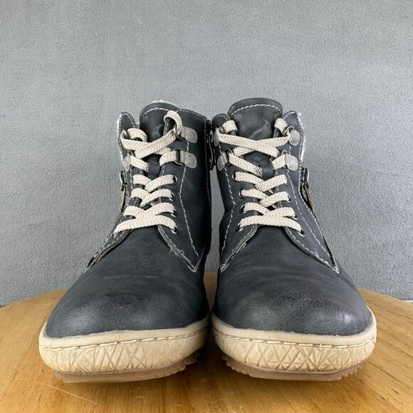 Spring Step Karlene Side Zip Lace-Up Gray Ankle Boots Women’s Size 40/ 10 US - Picture 2 of 8